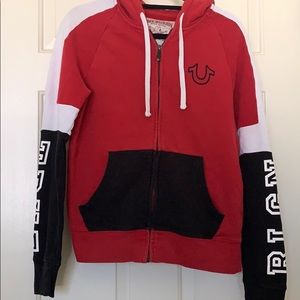 🔥💯MENS RED TRUE RELIGION ZIP-UP HOODIE💯🔥